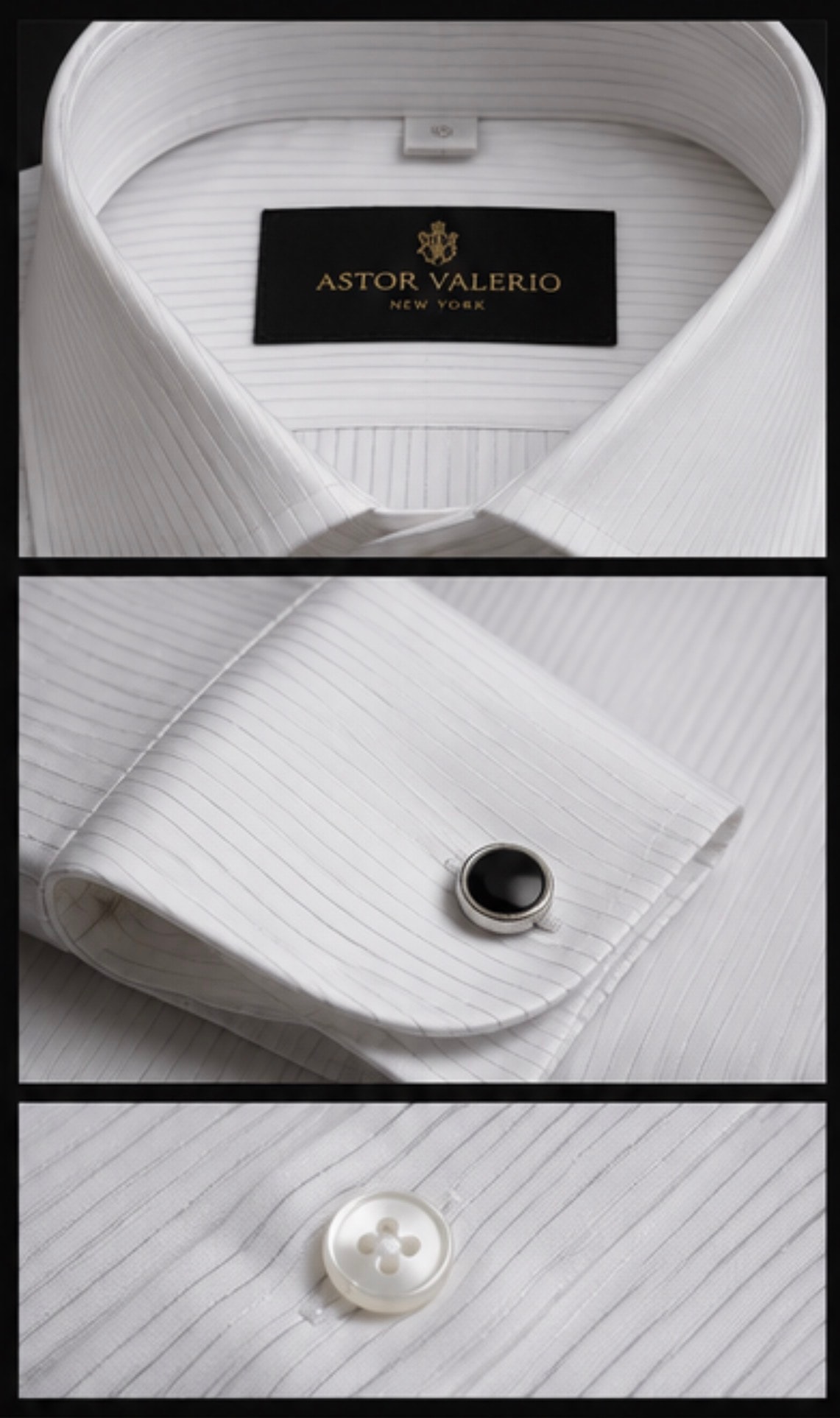 Astor Valerio dress shirt label and cufflink details