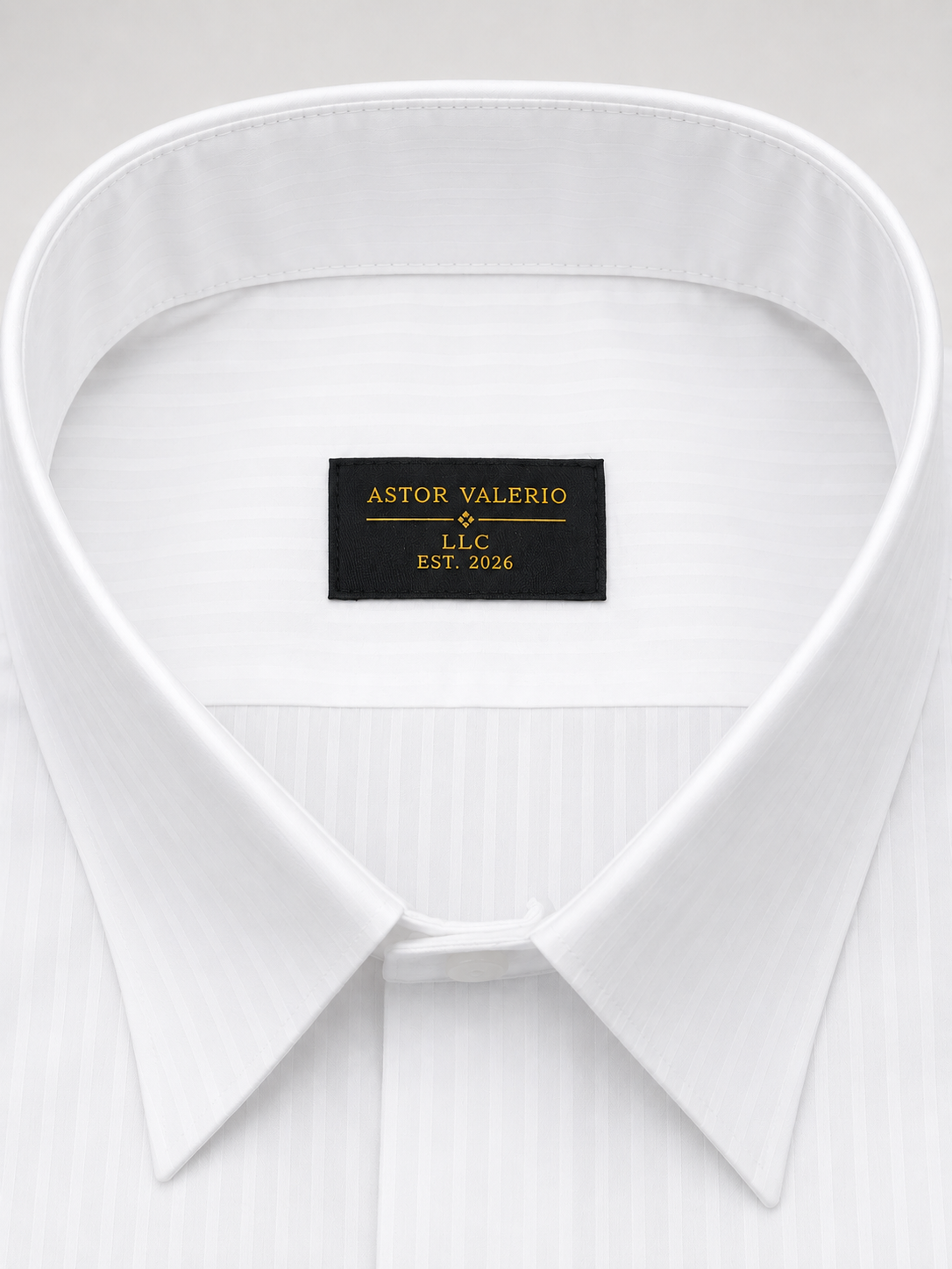White dress shirt with Astor Valerio brand label